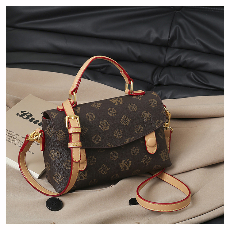 Classic printed retro style sling bag Pu leather waterproof women's shoulder bag b2108
