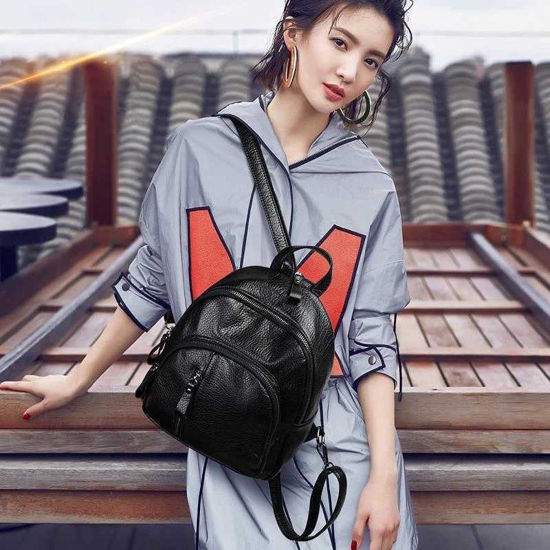 Anti-theft Soft PU Leather Backpack Women Vintage Shoulder Bag Ladies Mini Travel Backpack School Bags Girls XJ250814