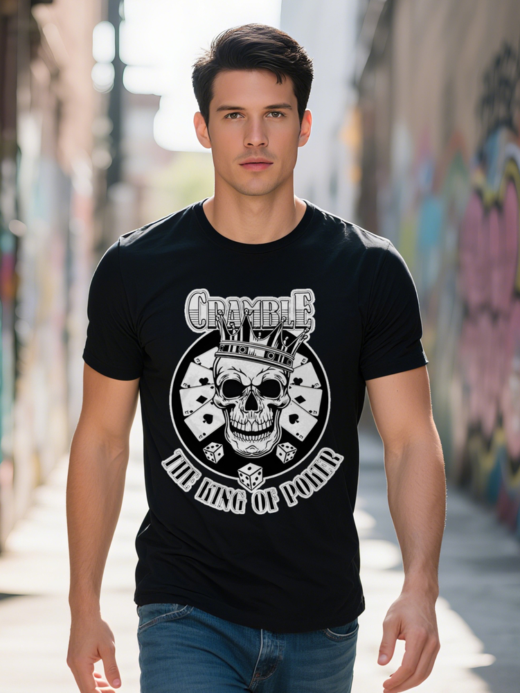 S Casual Gothic Skull Crown Graphic T Shirt Crumble Print Black Round Neck Summer Style Perfect Gift for Men