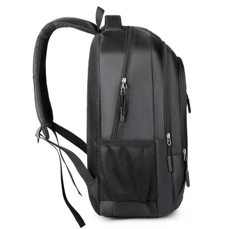Large-capacity backpack - laptop backpack with padded shoulder straps and side pockets - black backpack XJ250814
