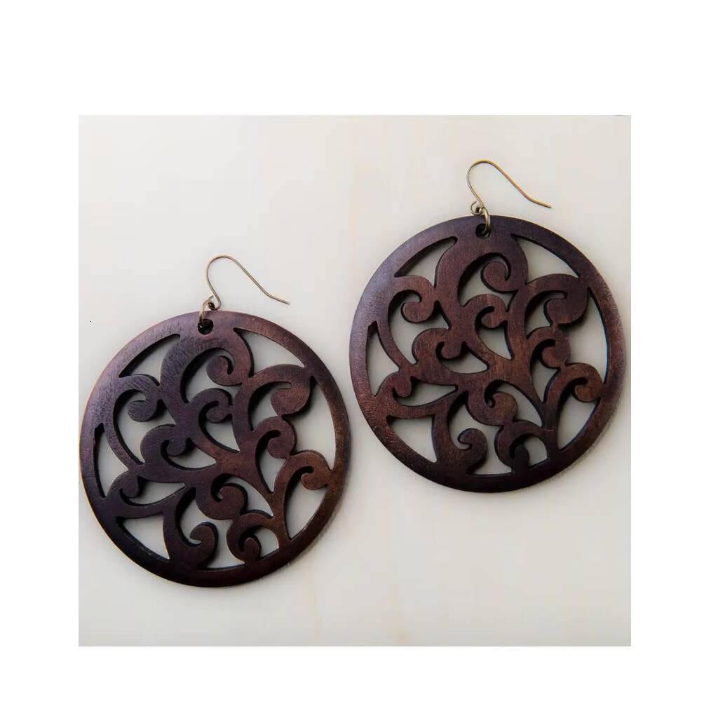 Indian Minimalist Geometric Exaggerated Tassel Long Wooden Earrings Hot Sale