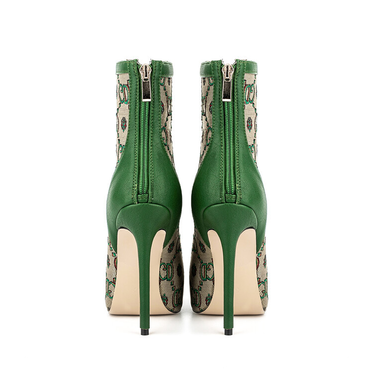 Artisan-Crafted Chengdu Women's Stiletto Mesh Ankle Boots Pointed Toe 8cm/10cm/12cm Ultra-High Heel Breathable Green Fashion Boots