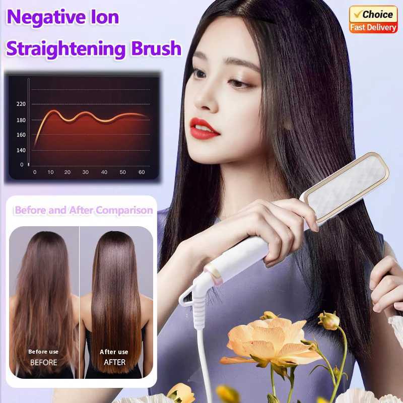 Electric Straightening Brush Hot Comb Hair Styler Negative Ion Anti Heat Damage Fast Styling Tool for Women Men Home Travel W250814