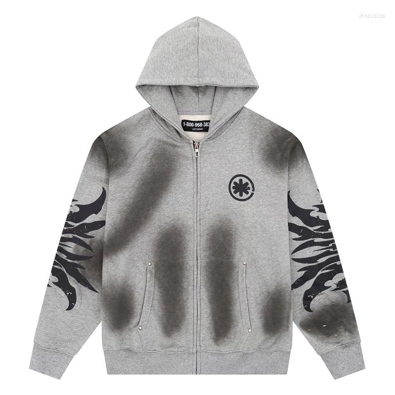 Designer Men's Hoodies Tide Brand LOST Hoodie Wash Water Do Old Retro Zipper Hooded Sweatshirt Classic Logo Pattern Cardigan Men Women