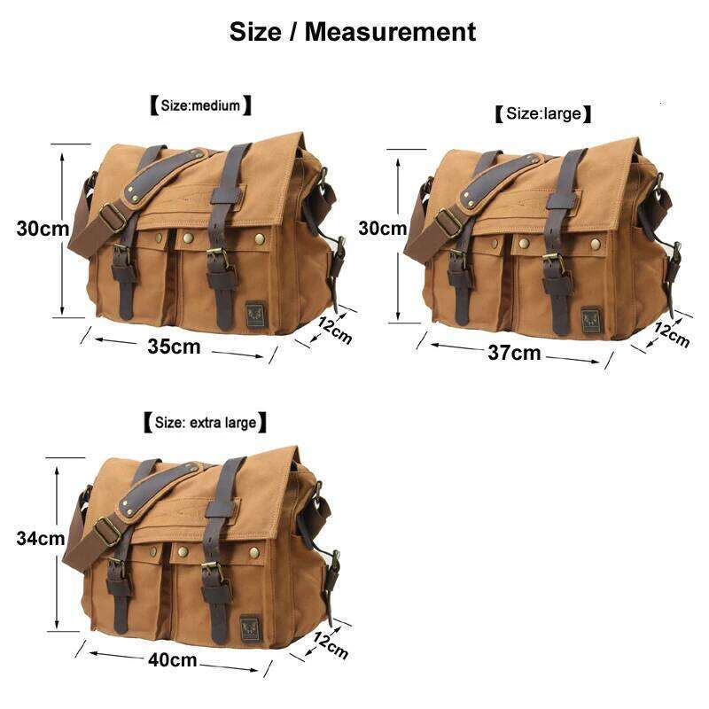 New Fashion Vintage Leather Men's Messenger Cotton Canvas Crossbody Men Shoulder Sling Casual Bag Leisure