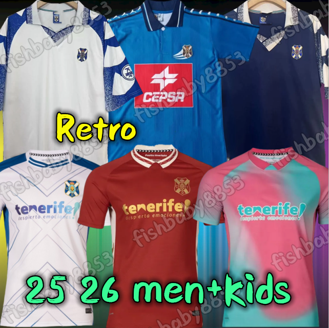 New 2025 2026 CD Tenerife Soccer Jerseys GALLEGO SHASHOUA 25 26 BORJA GARCES MO MELLOT MICHEL ELADY DAUDA ENRIC RUBEN Retro 1997 98 99 Home Away Men kids kit Footba shirt