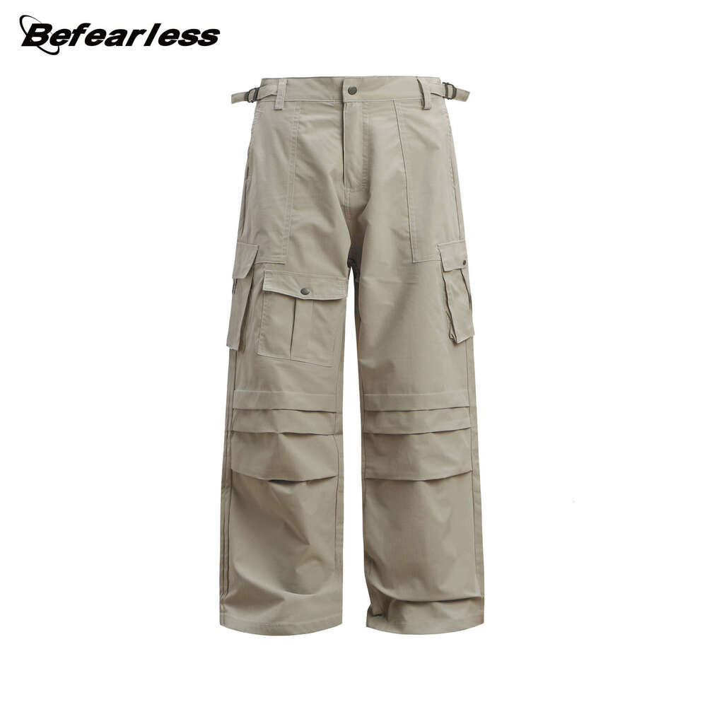 American Style Multi-Pocket Quick-Dry Cargo Unisex Trendy Loose Straight Casual Versatile Wide-Leg Paratrooper Pants B5