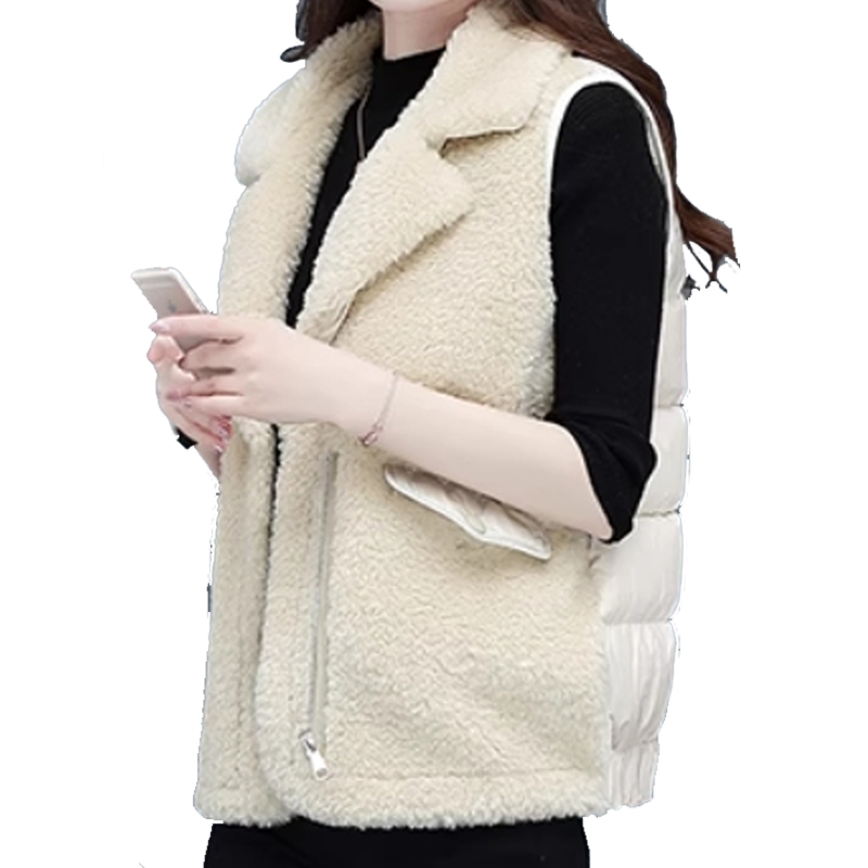 Imitation fox fur, cashmere fur, integrated warm standing collar, fur vest/coat short
