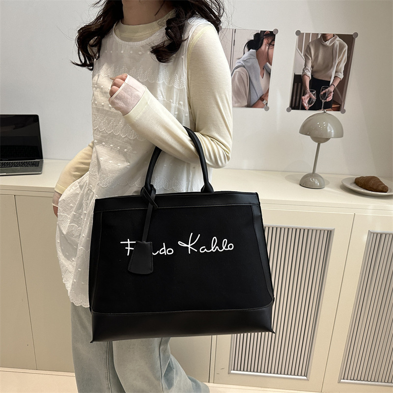 Luxury Brand Designer Bag European And American Large Capacity Fashion Printed Letter 2025 New Retro Artistic Personality Single Shoulder Tote Handbag