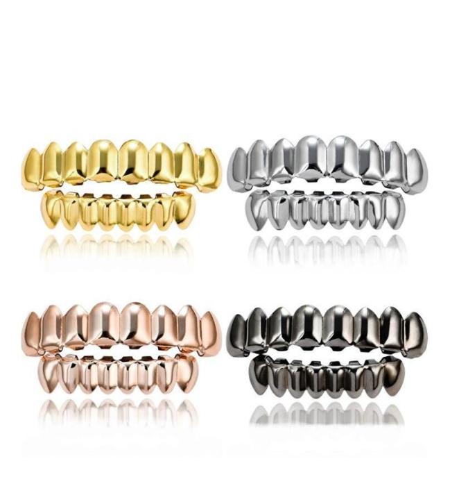 New Teeth Grillz Top Bottom 18K Gold Silvery Color Grills Dental Mouth Hip Hop Fashion Jewelry Rapper Jewelry 6 Styles Xcvcu5125987
