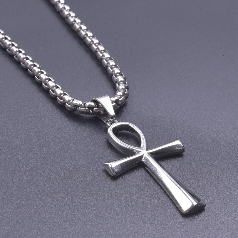 4mm Width Stainless Steel Jewelry Chain Necklaces For Women Men Accessories Ankh Cross Pendant Charm Necklace Statement Fashion 250812