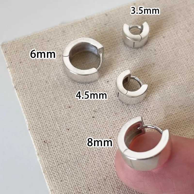 Unique Fashion 2PCS Stainless Steel Hoop Earrings Minimalistic 6mm 8mm Wide Glossy Silver Color Ear Cuffs for Women EarringsXJ250814