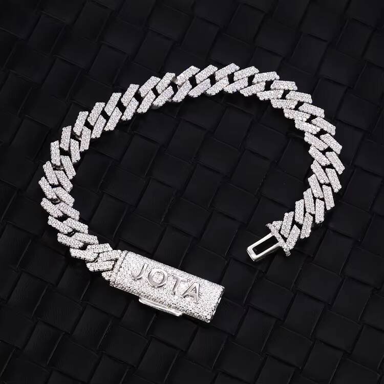 Fashion Hip Hop Cuban Link Bracelet in 8mm-15mm Sizes 2-Row VVS1-D Moissanite with Sterling Silver for Anniversaries Parties