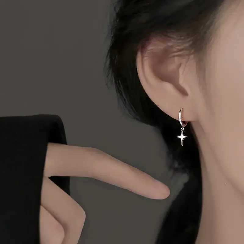 925 Sterling Silver Star Hoop Earrings Simple Temperament Inlaid for Women Wedding Jewelry Accessories XJ250814