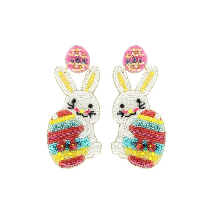 Bohemian Flower Tassel Earrings Handmade Rice Beads Carnival Festival Long Exaggerated Hot-Selling Stainless Steel