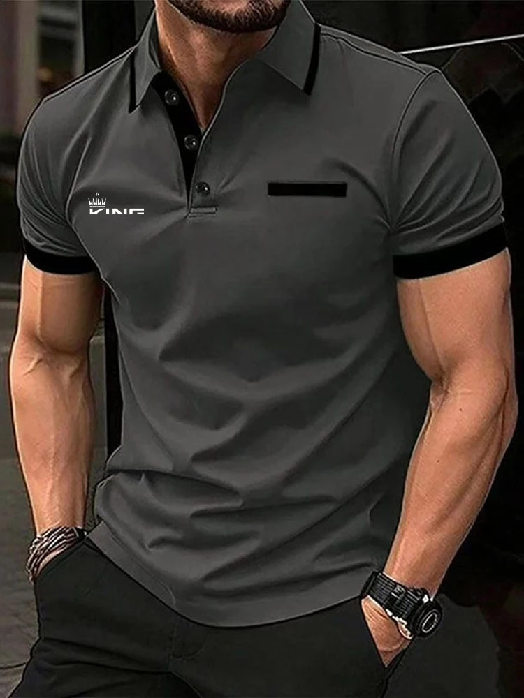 Mens Polo Shirt Golf Shirt Casual Sports Lapel Short Sleeve Fashion Basic Color Block Patchwork Summer Regular Fit Polo Shirt 250813