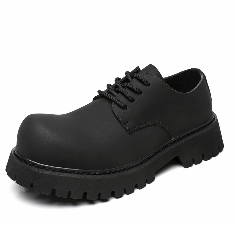 Leather British Style Business Formal Thick Sole Height Increasing Wedding Groom Men's Round Toe Derby Shoes