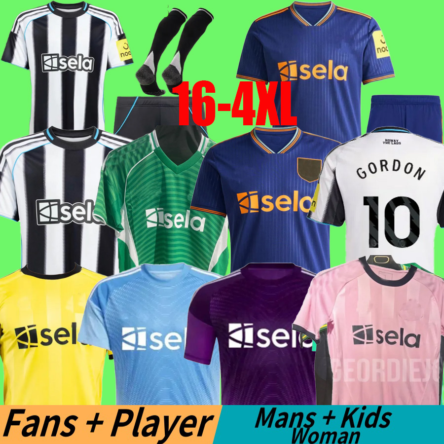 24/25/26 NEWCASTL TONALI newcastled united soccer jerseys BLACK Kids ELANGA 2025 2026 BRUNO BARNES G. Gordon ISAK Football Shirt Botman fans WINNERS TRAINING PRE MATCH