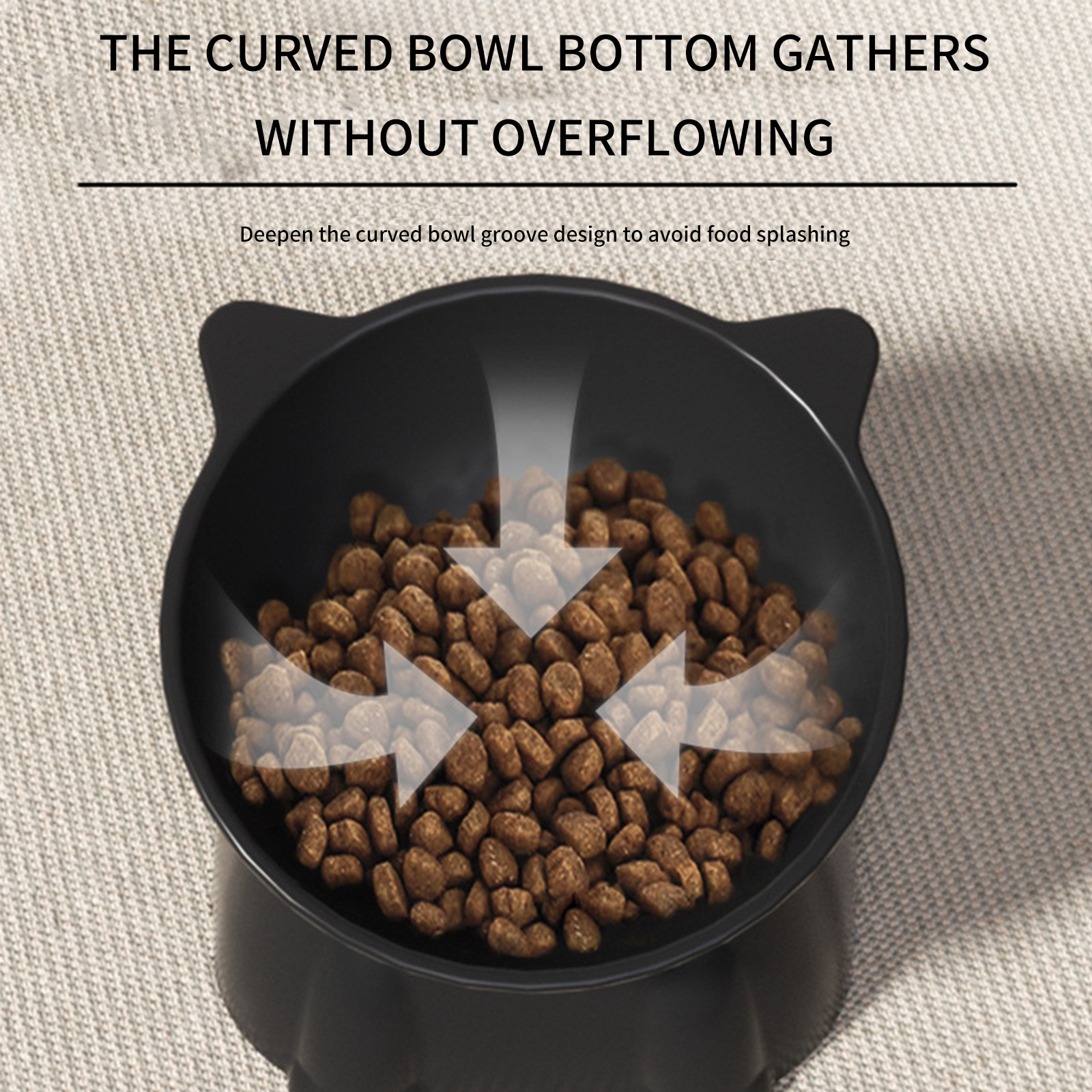 Large capacity cat food bowl plastic cat bowl high footed bowl slanted mouth neck protection cat rice bowl anti spill pet water bowl