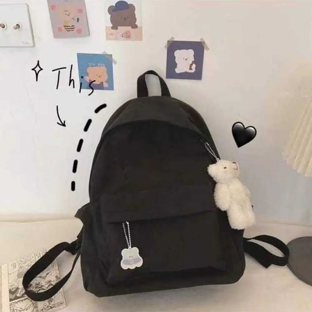 New High School Students Backpack Solid Color Large Capacity School Bags Waterproof Womens Backpack for Teenagers XJ250814