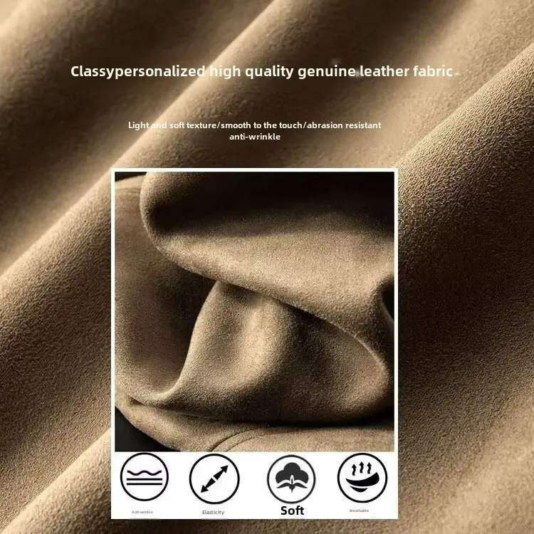 Chamois Leather Vintage Style Mens Jacket Casual Loose Fit Summer Autumn Arrival Fashion Trendy Lapel Workwear 250808