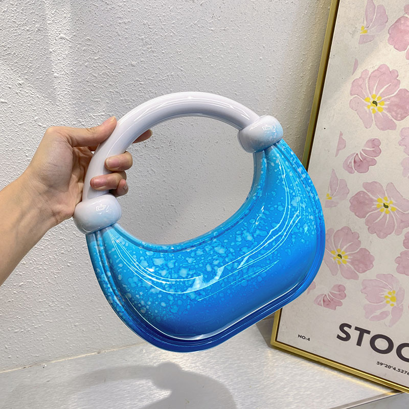 Chic Acrylic Evening Clutch - Modern Crescent Shape for Stylish Occasions