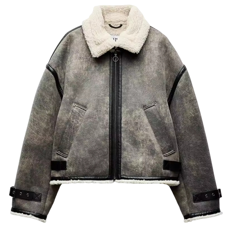 Splicing small fragrant lamb wool coat for women, short casual coat, fur one-piece coat