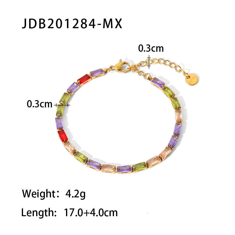 Designer New Stainless Square White/Mixed for Women Color Zircon Bracelet Women's Fashion Jewelry Titanium Steel Necklace