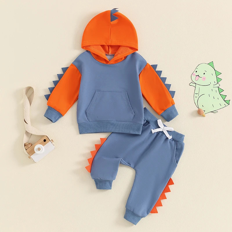 Infant Baby Boys Pants Outfits Set Long Hooded Striped Sweatshirts Pants Clothes Set Fall Winter Pants Sweatsuit 250813