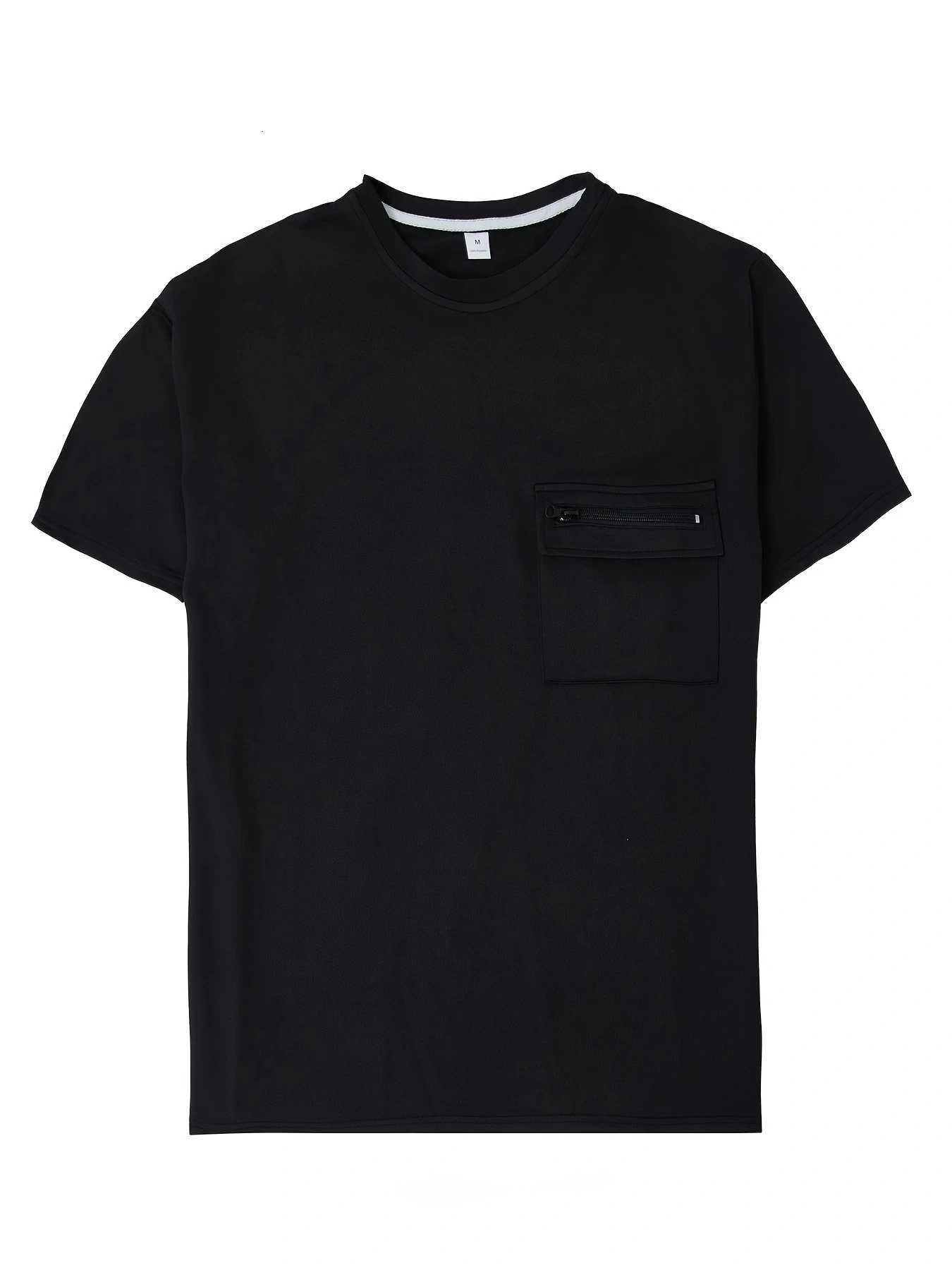 New Mens Polo Shirt Home Casual Solid Color Zipper Pocket Loose Daily Spring And Summer Short-Sleeved Tops XJ250804