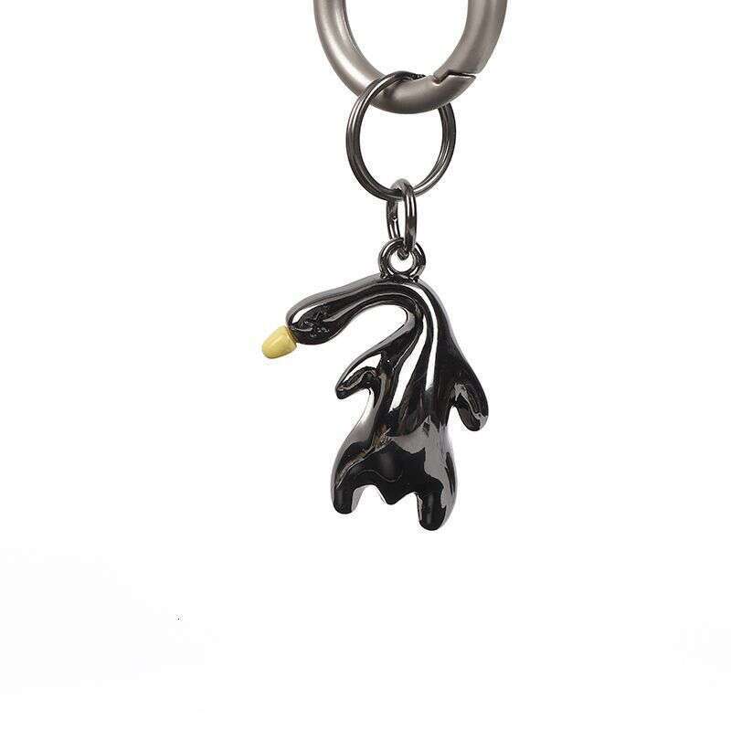 Internet Celebrity Crooked Neck Duck Leather Car Pendant Women's Keychain Creative High-end Figurine Horseshoe Buckle