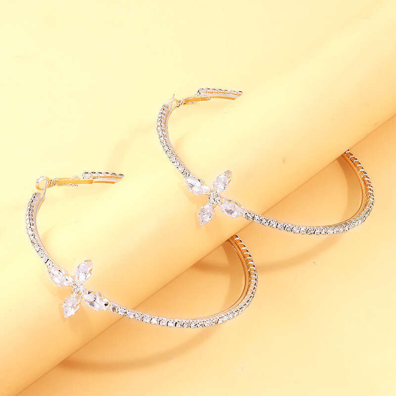 Minimalist Cross Hoop Earrings - Gold/Silver Geometric Circle Earrings with Zirconia | Unisex Chic Jewelry (KH2025041801)