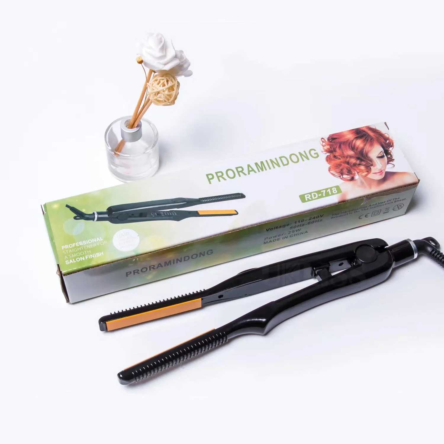 Ubeyoo Portable Mini Ceramic Hair Straightener and Curler Ionic 2-in-1 Flat Iron Safe Styling with No Hair Damage W250814