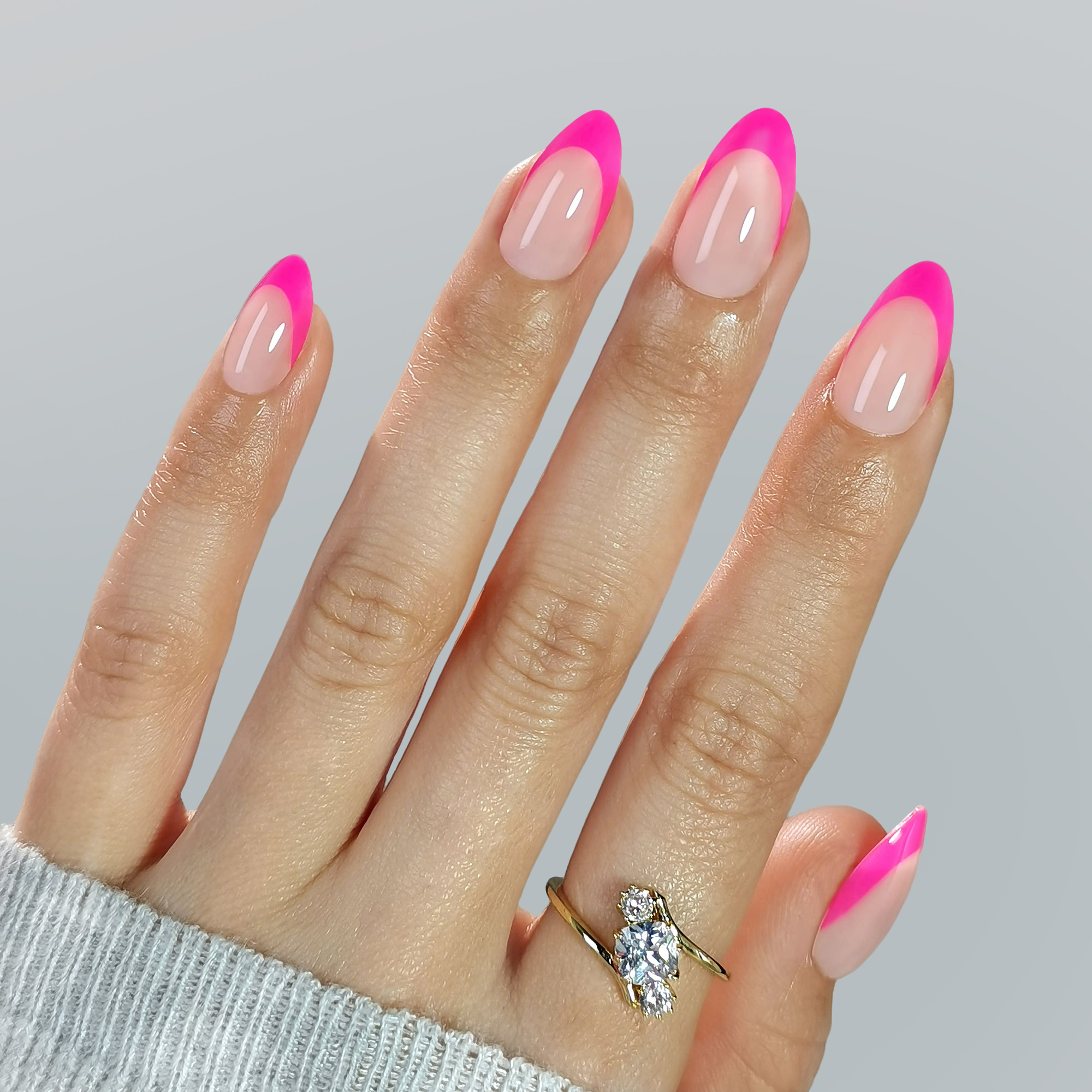 Rose-Tinted French Acrylic Gel Tips for Manicure Set Includes Adhesive + Variety Packaged Collection