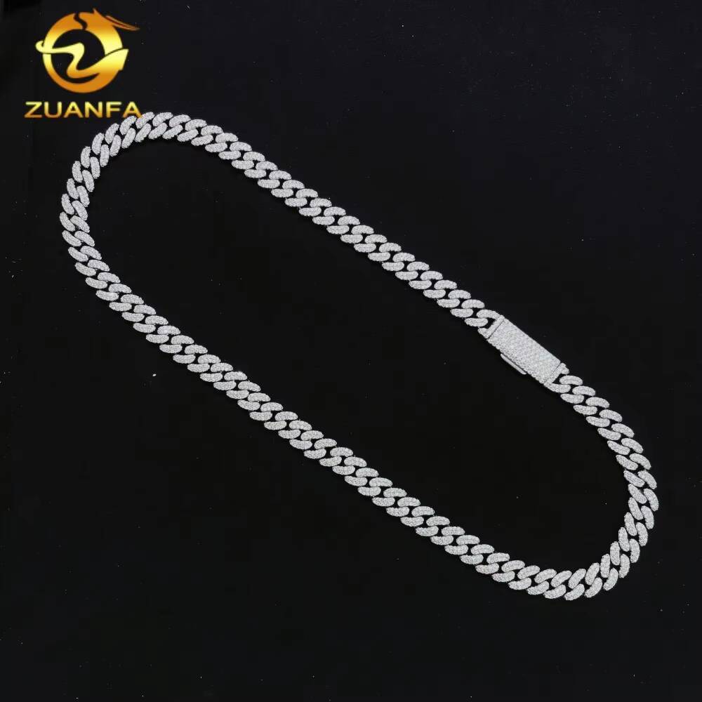 Promotion Price Hip Hop Necklace Fine Jewelry 925 Sterling Silver 8mm Iced Out VVS Moissanite Diamond Miami Cuban Link Chain