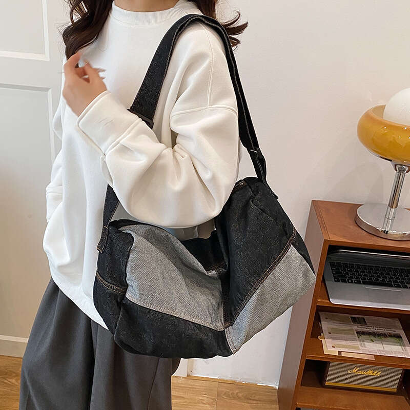 2025 Bags Designer Women New Korean Style Trendy Denim Crossbody for Women Fashion Color Block Large Capacity Pillow Casual Shoulder Bag