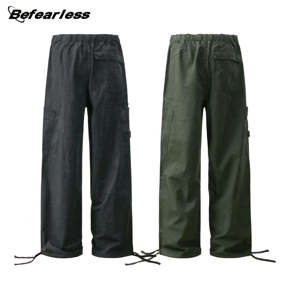 Minimalist Draped Paratrooper Cargo Unisex American Style Multi-Pocket Thickened Casual Long Pants Trendy B5