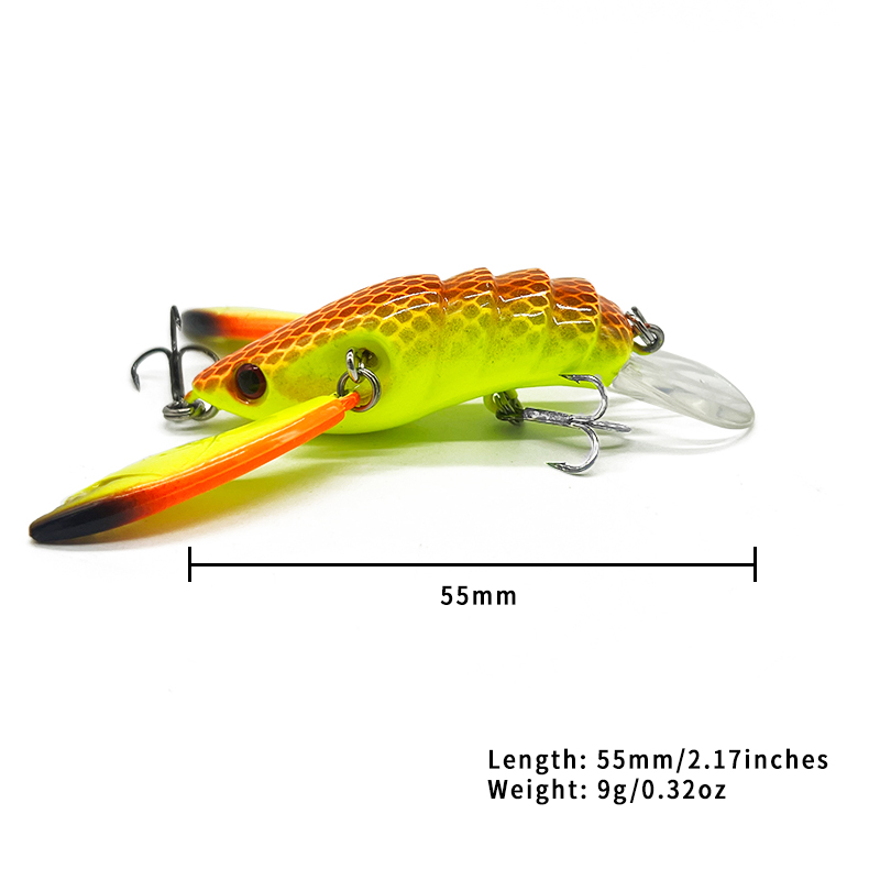Seasky Crazy Crawfish Lobster Shrimp ABS Freshwater Fishing Lure with Dual Claws