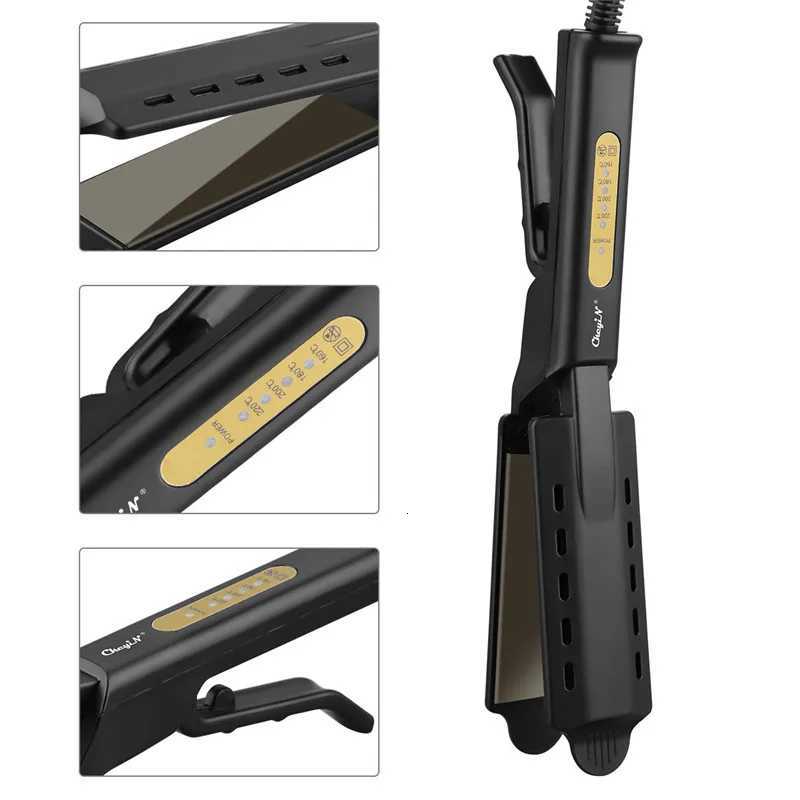 Professional Titanium Alloy Hair Straightener Wide Plate Flat Iron Temperature Adjustable with Venting Hole Straightening Iron W250814