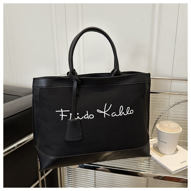 Luxury Brand Designer Bag European And American Large Capacity Fashion Printed Letter 2025 New Retro Artistic Personality Single Shoulder Tote Handbag