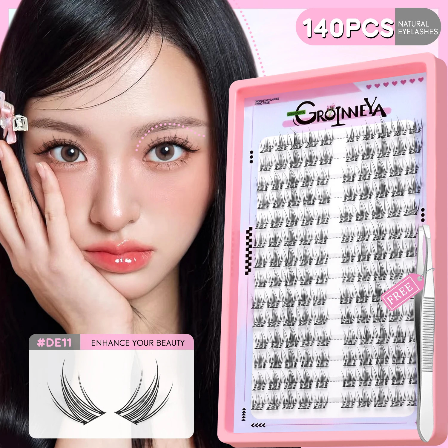 GROINNEYA DIY Lash Clusters Manga Eyelashes Multi Styles Natural Look False Professional Makeup 250811