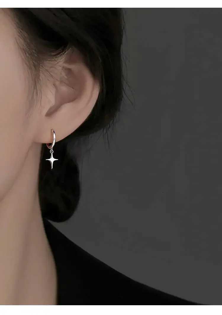 925 Sterling Silver Star Hoop Earrings Simple Temperament Inlaid for Women Wedding Jewelry Accessories XJ250814