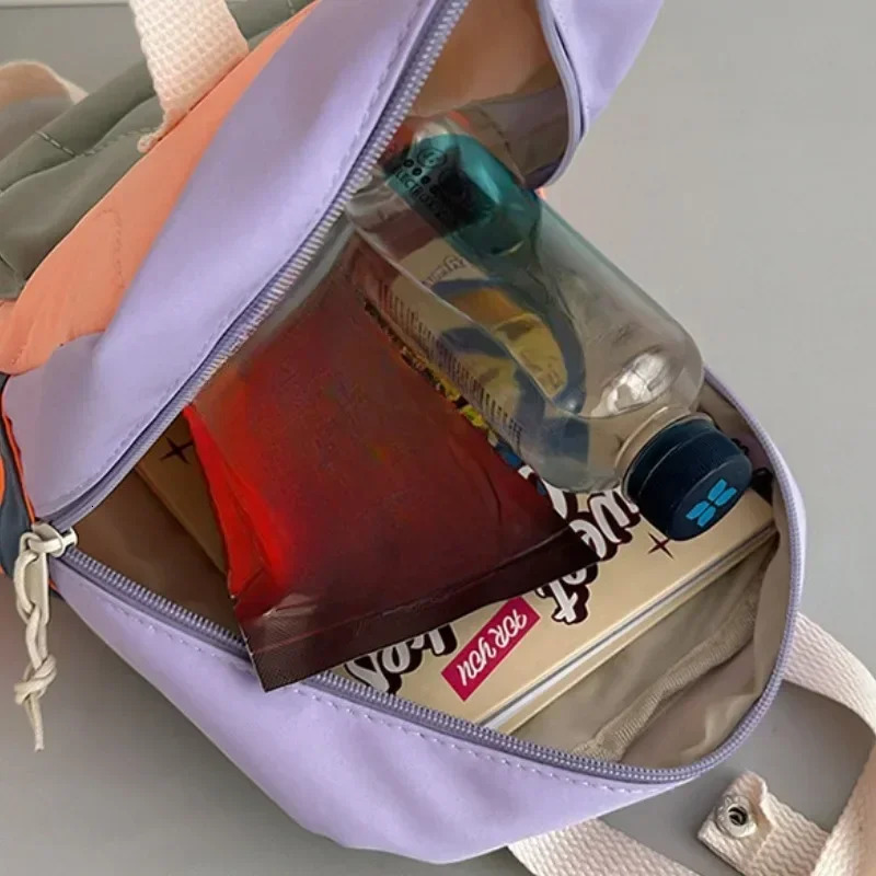 Childrens Casual Fashion Bag Boys and Girls Canvas Two-shoulder Bags Baby Color Matching Quilted Backpack School Bags 250813