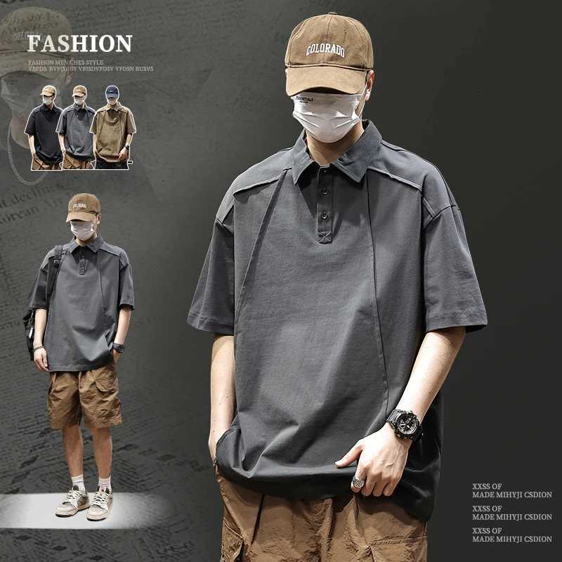 2626 Summer new mens POLO shirt lapel short-sleeved T-shirt splicing fashion loose with high-end 100% cotton XJ250804