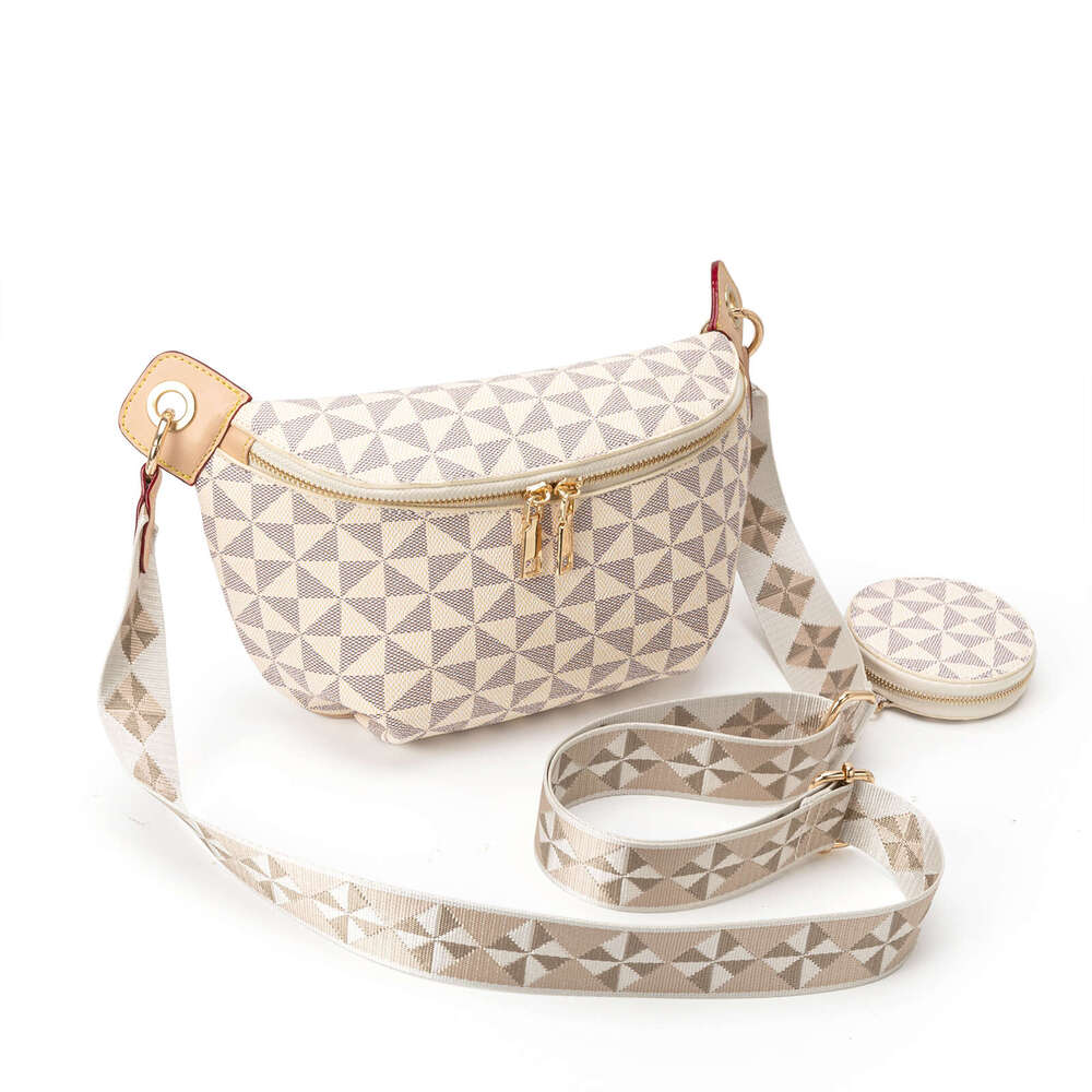 Lacel Urwebin Women's Geometric Triangle Pattern Fanny Pack Large Capacity Multi - Pocket Adjustable Strap Stylish Waist Bag for Daily Travel Spo