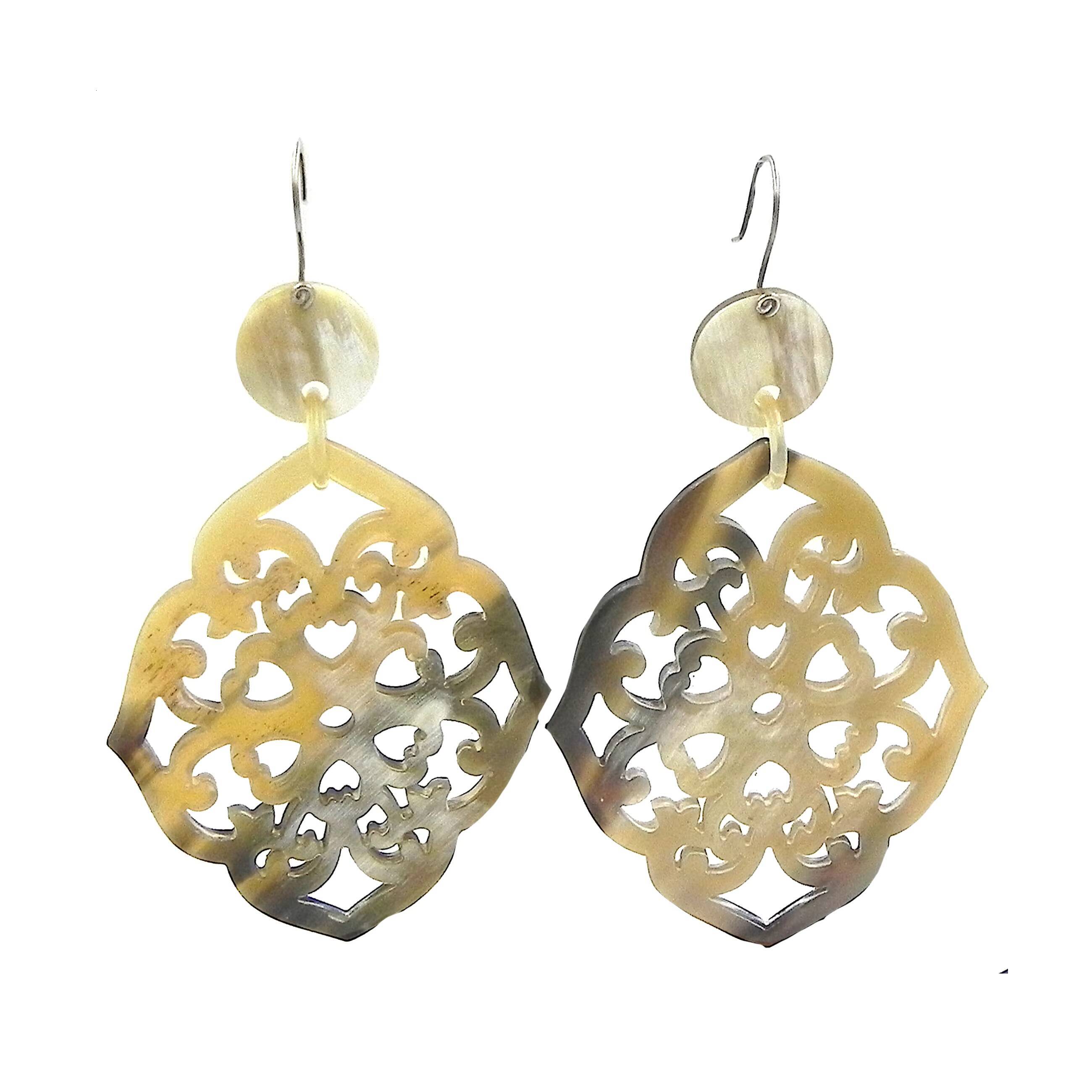 Buffalo Horn Earrings| Natural Craft Round Fashion Earrings with Steel Appearance| Bulk Jewelry