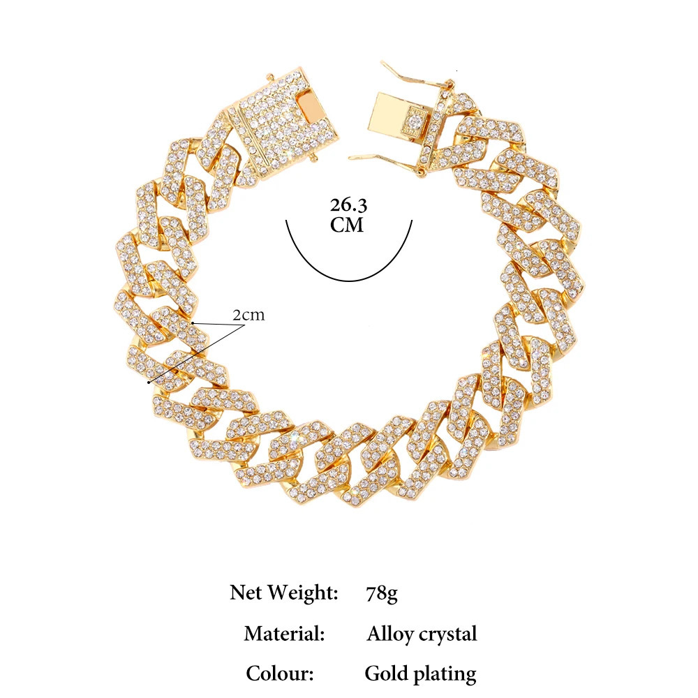 Punk 20MM Prong Heavy Cuban Ankle Chain For Women Iced Out Rhinestones Paved Miami Cuban Link Chain Anklet Bracelet Jewelry Gift 250813