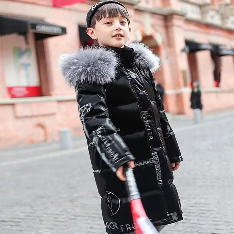 -30° Teenager Down Outerwear Kids Thicken Warm Jackets Children Winter Windbreaker Shiny Outerwear Boys Girls Snow Overcoat 250813