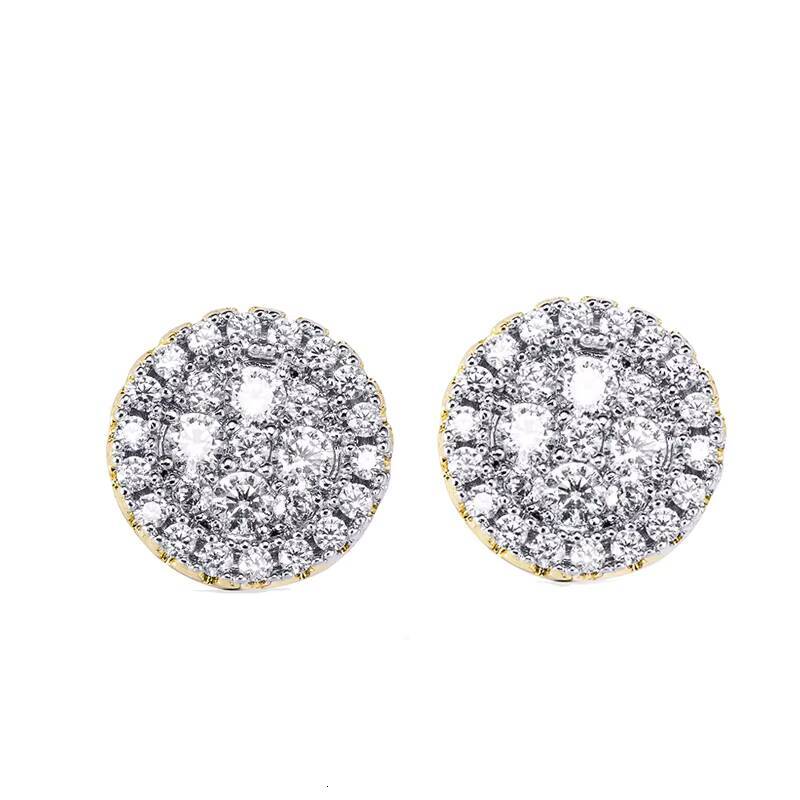 Jasen Fashion Men Women Vvs Moissanite Dia Cz Stones Sier Sterling Round Stud Earring