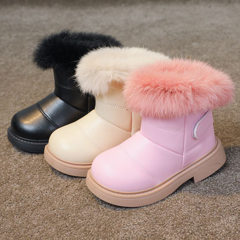 Toddler Warm Boots Boys Girls Winter Snow Boots with Fur Kids Snow Boots Kidsnest Kids Soft Bottom Shoes Size US5.5C-US12.5C 000531